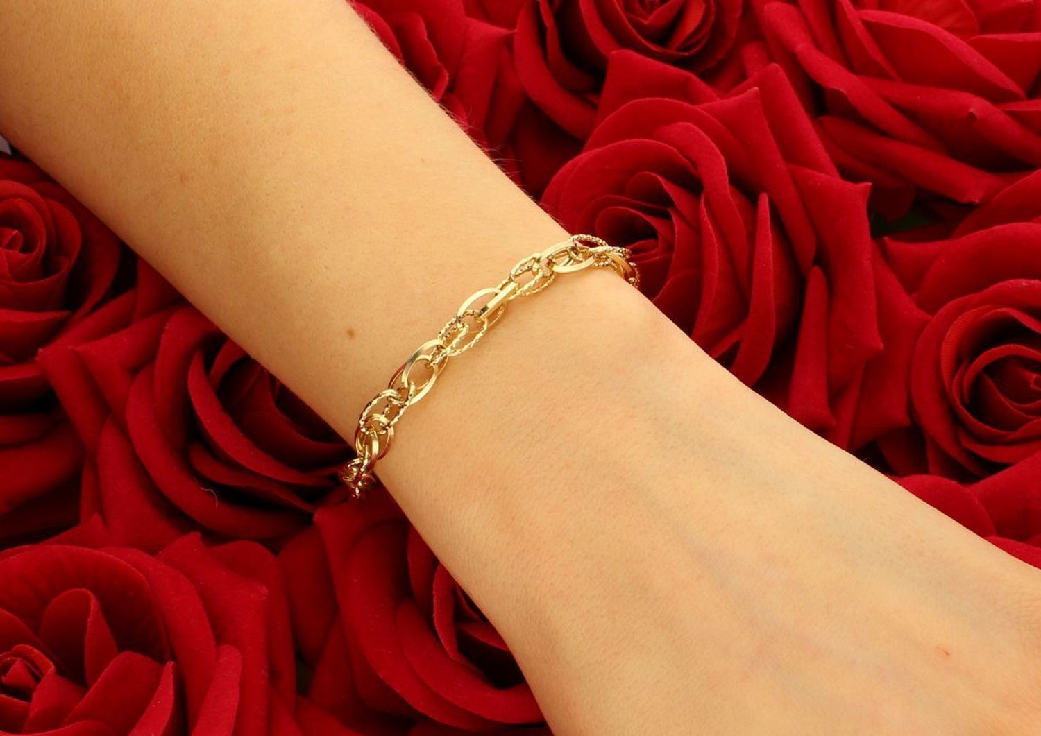 Bransoletka złota owalne oczka pr 585, DIA-BRA-KO 1416.  Złota bransoletka damska ogniwa wykonana z 14 karatowego żółtego złota (1).jpg